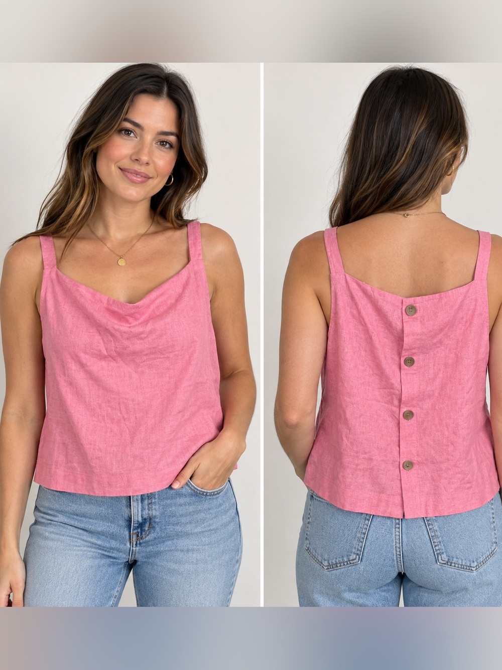GAP Rose Pink Linen-Blend Tank